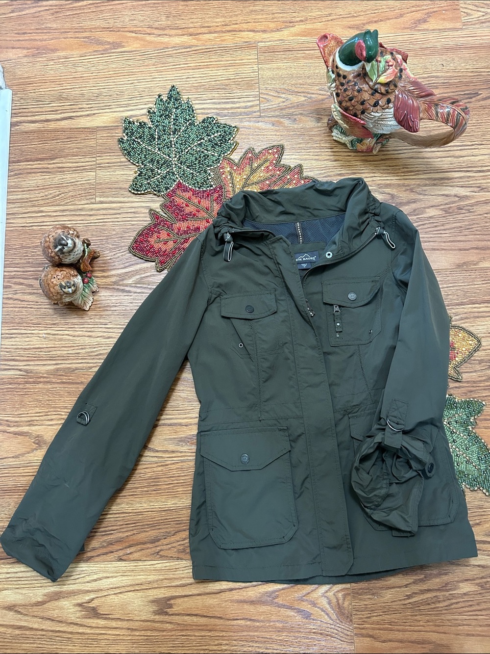 Eddie Bauer Olive Utility Jacket with Hood